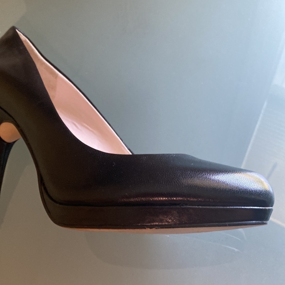 Nine West Platform Heels Nine West Black Leather Pumps Size 9 - Picture 5 of 9